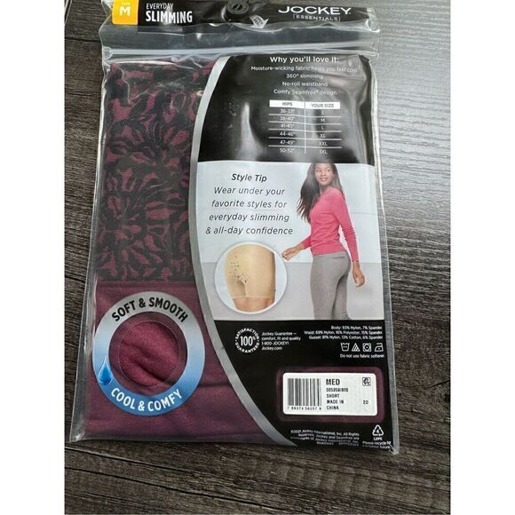 JOCKEY ESSENTIALS NWT women’s maroon and nude  seam free slimming shorts and hig - Picture 6 of 10